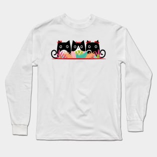 Cute Black Cats Long Sleeve T-Shirt